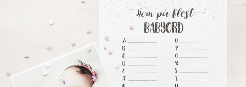 Ordlek på babyshower tema