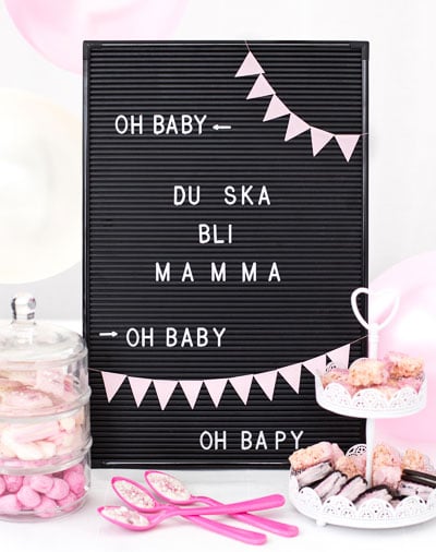 Fin skylt att dekorera babyshowern med