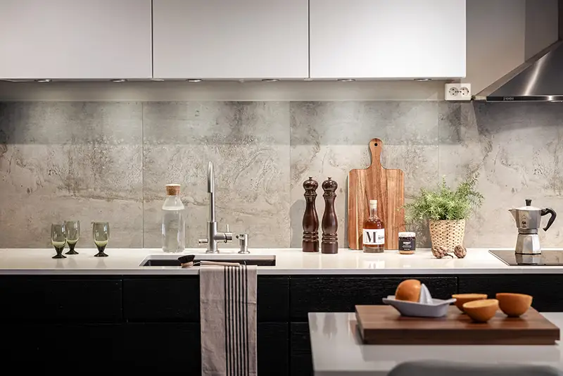 homestylat kök i vitt