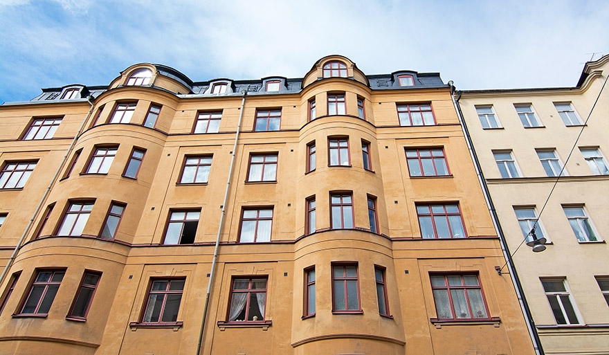 Husfasad i Vasastan i Stockholm.