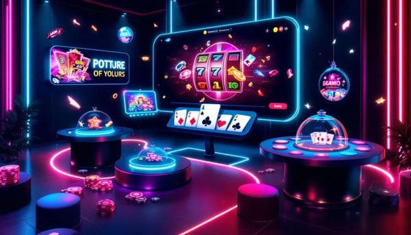 A vibrant online casino interface showcasing various games.