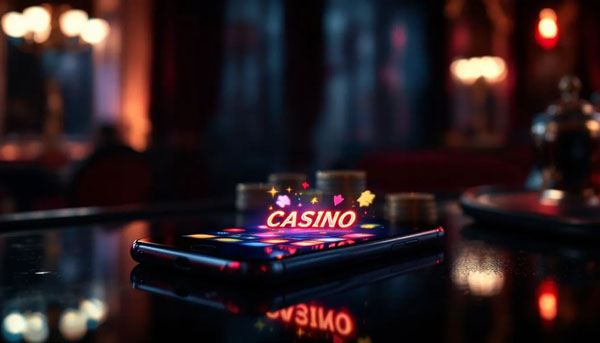 A smartphone displaying a mobile casino app for gaming on the go.