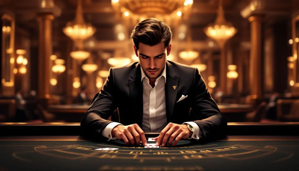 A player learning the rules to play baccarat online at a digital table.