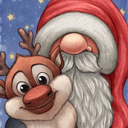 Little Santa and his little reindeer by Caroline Nyman