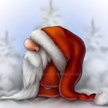 Little Santa in the snow by Caroline Nyman