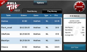 Rush Mobile Poker Lobby