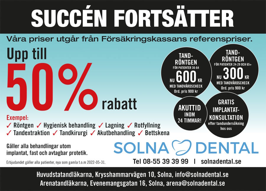 erbjudande för tandhygienist och tandläkare i Solna