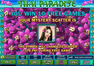 Thai Paradise 10 Free games bonus feature